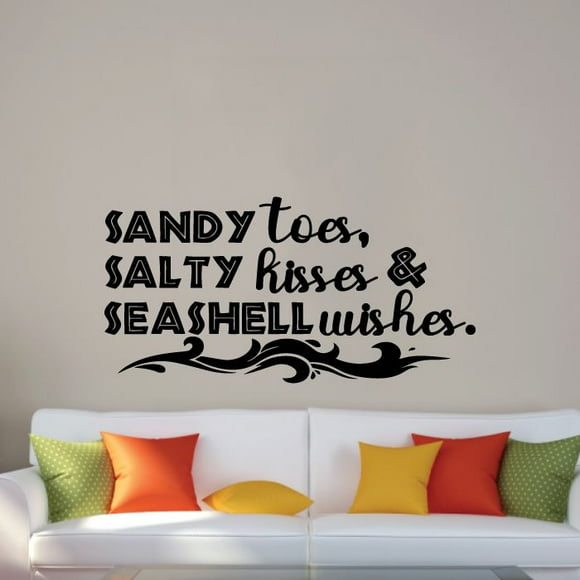 18 x 18 Design with Vinyl Top Selling Decals Sandy Toes Salty Kisses Seashell Wishes Wall Art Multi 18 x 18 Design with Vinyl Top Selling Decals Sandy Toes Salty Kisses Seashell Wishes Wall Art Multi